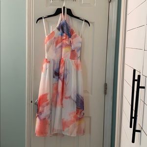 Watercolor halter cocktail dress